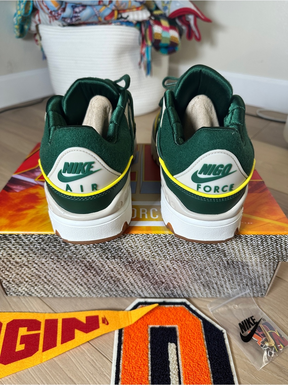 Nike Air Force 3 x Nigo College Pack Forrest Green Men’s Size 10.5 - Picture 6 of 8